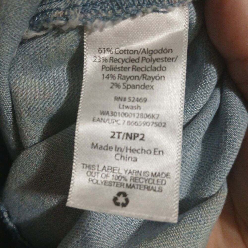 Wonder Nation Girls Toddler Blue Floral Button Down Denim Jumper Size 2T - Picture 9 of 9